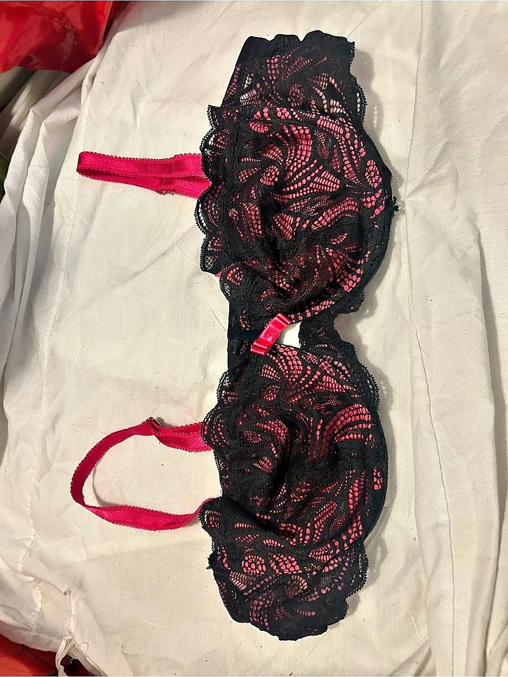 Adore Me Lace Floral Bra Black & Pink Size 42C